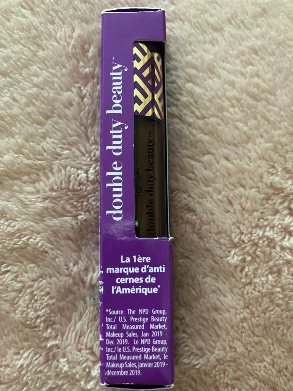 tarte Amazonian Clay Foundation with Purple Shape Tape Concealer Packaging